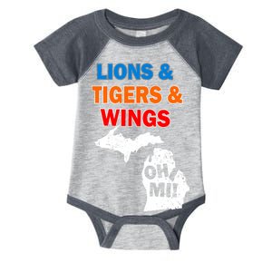 Lions Tigers Wings Oh MI Infant Baby Jersey Bodysuit