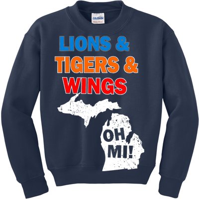 Lions Tigers Wings Oh MI Kids Sweatshirt