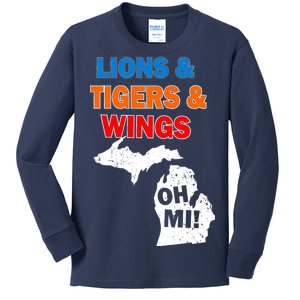 Lions Tigers Wings Oh MI Kids Long Sleeve Shirt