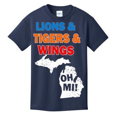 Lions Tigers Wings Oh MI Kids T-Shirt