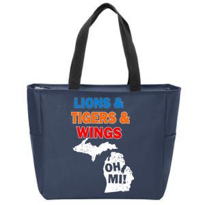 Lions Tigers Wings Oh MI Zip Tote Bag