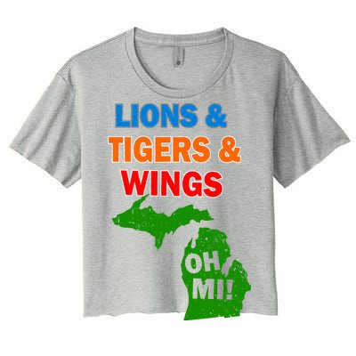 Lions Tigers Wings Oh MI Women's Crop Top Tee