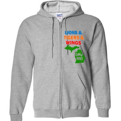 Lions Tigers Wings Oh MI Full Zip Hoodie