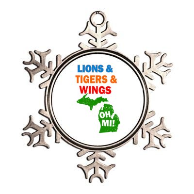 Lions Tigers Wings Oh MI Metallic Star Ornament