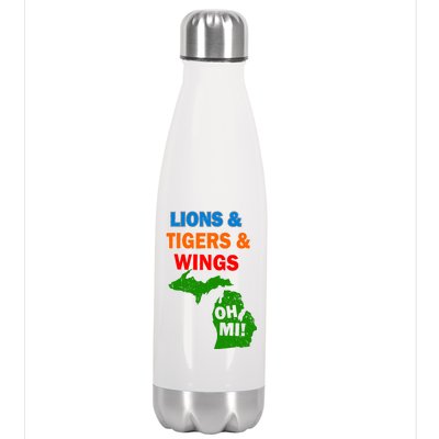 Lions Tigers Wings Oh MI Stainless Steel Insulated Water Bottle