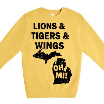 Lions Tigers Wings Oh MI Vintage Premium Crewneck Sweatshirt