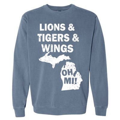 Lions Tigers Wings Oh MI Vintage Garment-Dyed Sweatshirt