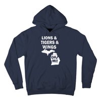 Lions Tigers Wings Oh MI Vintage Hoodie