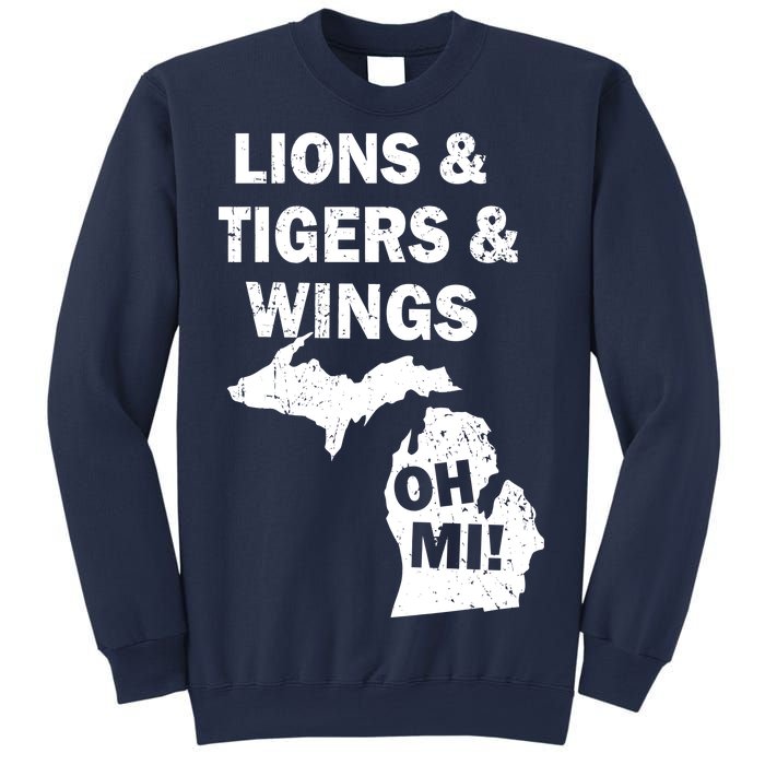 Lions Tigers Wings Oh MI Vintage Sweatshirt