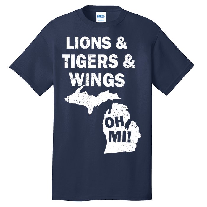 Lions Tigers Wings Oh MI Vintage Tall T-Shirt