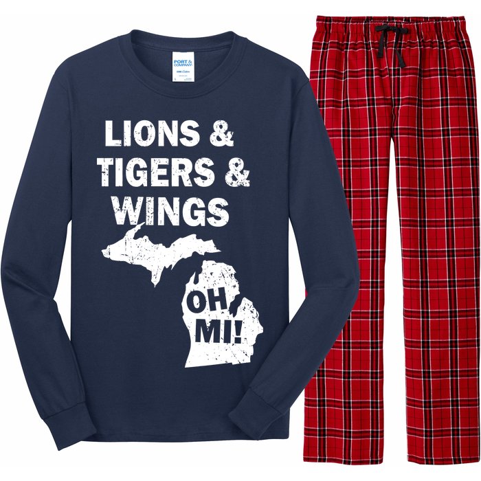 Lions Tigers Wings Oh MI Vintage Long Sleeve Pajama Set