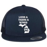 Lions Tigers Wings Oh MI Vintage Flat Bill Trucker Hat