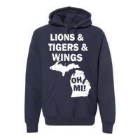 Lions Tigers Wings Oh MI Vintage Premium Hoodie