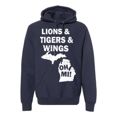 Lions Tigers Wings Oh MI Vintage Premium Hoodie