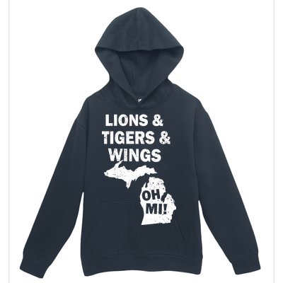 Lions Tigers Wings Oh MI Vintage Urban Pullover Hoodie