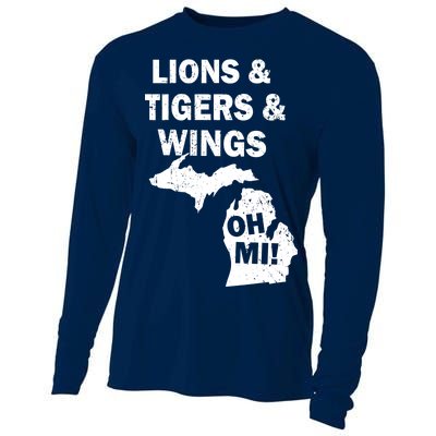 Lions Tigers Wings Oh MI Vintage Cooling Performance Long Sleeve Crew