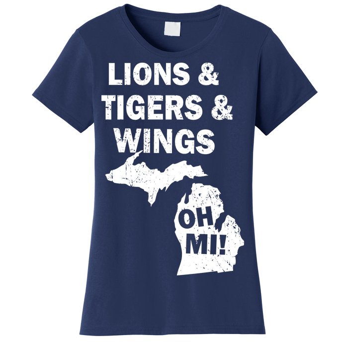 Lions Tigers Wings Oh MI Vintage Women's T-Shirt