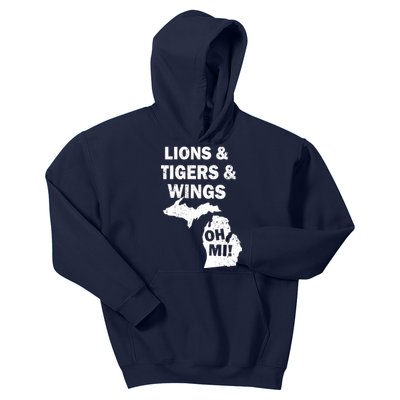 Lions Tigers Wings Oh MI Vintage Kids Hoodie