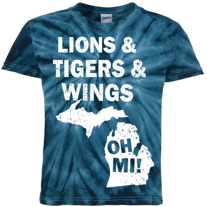 Lions Tigers Wings Oh MI Vintage Kids Tie-Dye T-Shirt