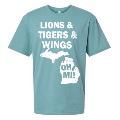 Lions Tigers Wings Oh MI Vintage Sueded Cloud Jersey T-Shirt