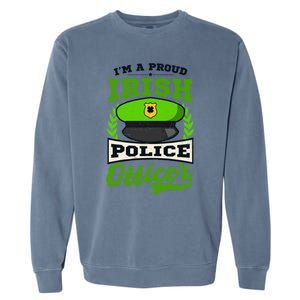 Lucky Irish Police Officer Design St Patricks Police Gift Garment-Dyed Sweatshirt