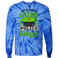 Lucky Irish Police Officer Design St Patricks Police Gift Tie-Dye Long Sleeve Shirt