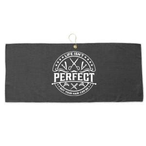 Life Isn't Perfect But Your Hair Can Be Gift Barber Hairdresser Gift Large Microfiber Waffle Golf Towel