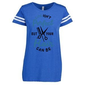 Life Isn't Perfect But Your Hair Can Be Hairstylist Barber Gift Enza Ladies Jersey Football T-Shirt