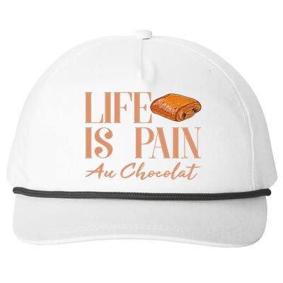 Life Is Pain Au Chocolat Snapback Five-Panel Rope Hat