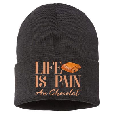Life Is Pain Au Chocolat Sustainable Knit Beanie