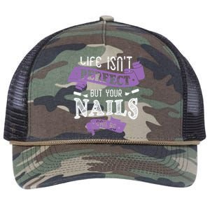 Life Isn't Perfect But Your Nails Can Be Nail Designer Funny Gift Retro Rope Trucker Hat Cap