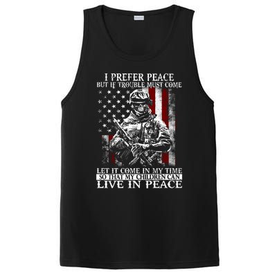 Live In Peace Veteran Soldier Warrior Military America Flag Great Gift PosiCharge Competitor Tank