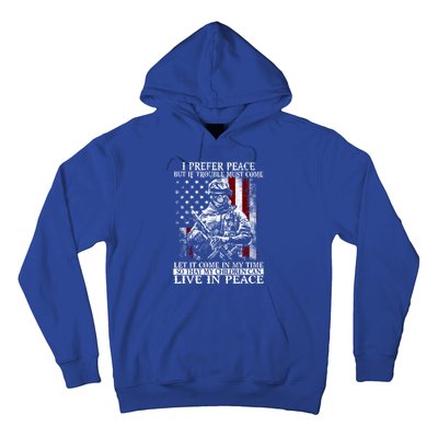 Live In Peace Veteran Soldier Warrior Military America Flag Great Gift Hoodie