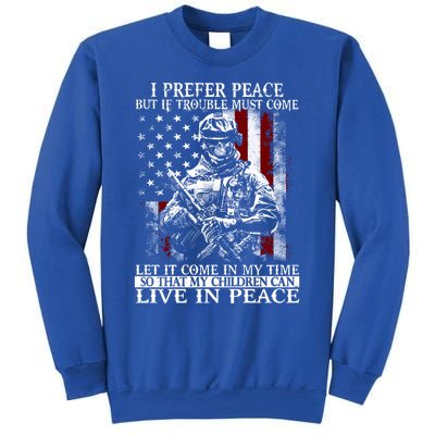 Live In Peace Veteran Soldier Warrior Military America Flag Great Gift Sweatshirt