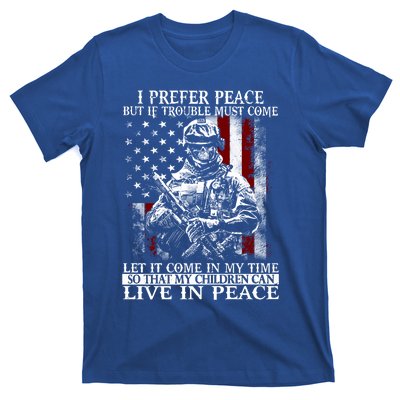 Live In Peace Veteran Soldier Warrior Military America Flag Great Gift T-Shirt