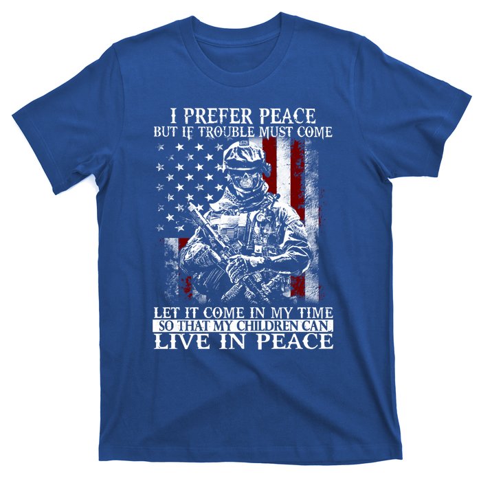 Live In Peace Veteran Soldier Warrior Military America Flag Great Gift T-Shirt