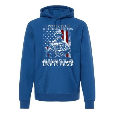 Live In Peace Veteran Soldier Warrior Military America Flag Great Gift Premium Hoodie