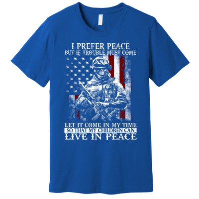 Live In Peace Veteran Soldier Warrior Military America Flag Great Gift Premium T-Shirt