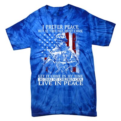 Live In Peace Veteran Soldier Warrior Military America Flag Great Gift Tie-Dye T-Shirt