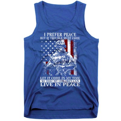 Live In Peace Veteran Soldier Warrior Military America Flag Great Gift Tank Top