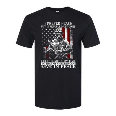 Live In Peace Veteran Soldier Warrior Military America Flag Great Gift Softstyle CVC T-Shirt