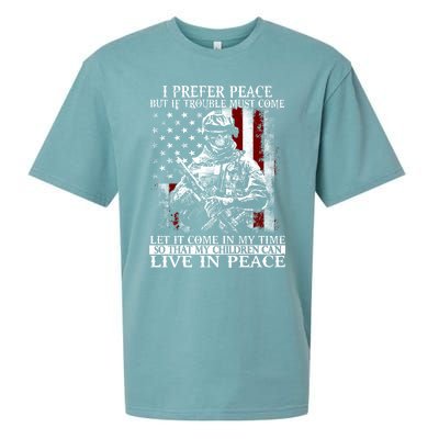 Live In Peace Veteran Soldier Warrior Military America Flag Great Gift Sueded Cloud Jersey T-Shirt