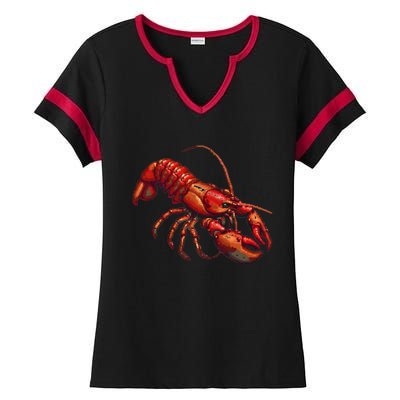 Lobster In Pixel Form Ladies Halftime Notch Neck Tee