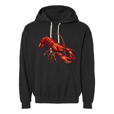 Lobster In Pixel Form Garment-Dyed Fleece Hoodie