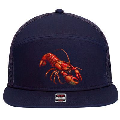 Lobster In Pixel Form 7 Panel Mesh Trucker Snapback Hat
