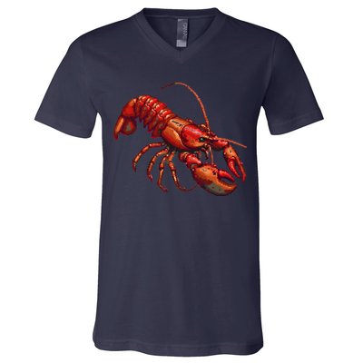 Lobster In Pixel Form V-Neck T-Shirt