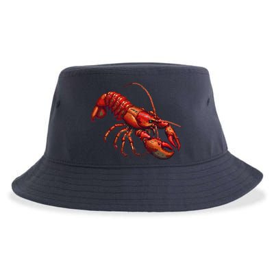 Lobster In Pixel Form Sustainable Bucket Hat