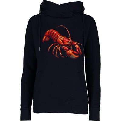 Lobster In Pixel Form Womens Funnel Neck Pullover Hood