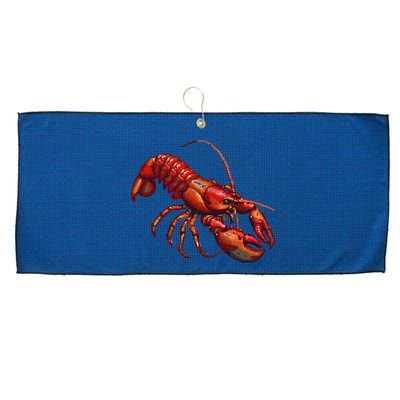 Lobster In Pixel Form Large Microfiber Waffle Golf Towel