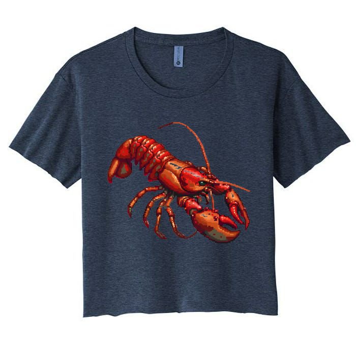 Lobster In Pixel Form Crop Top